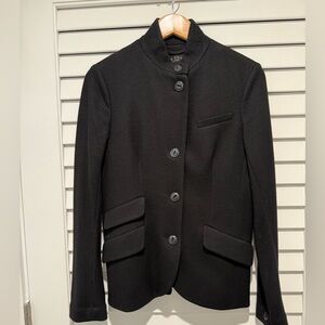 Rag & Bone Black Wool Blazer with Mandarin Collar and Tailored Fit